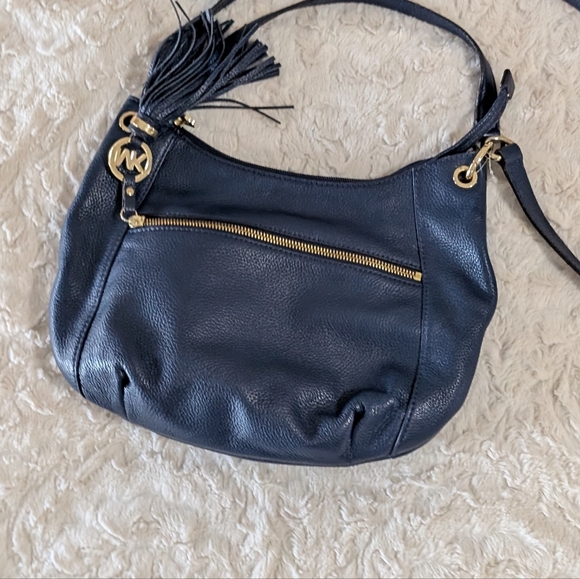 Micheal Kors blue leather tassel hobo bag - Picture 3 of 16